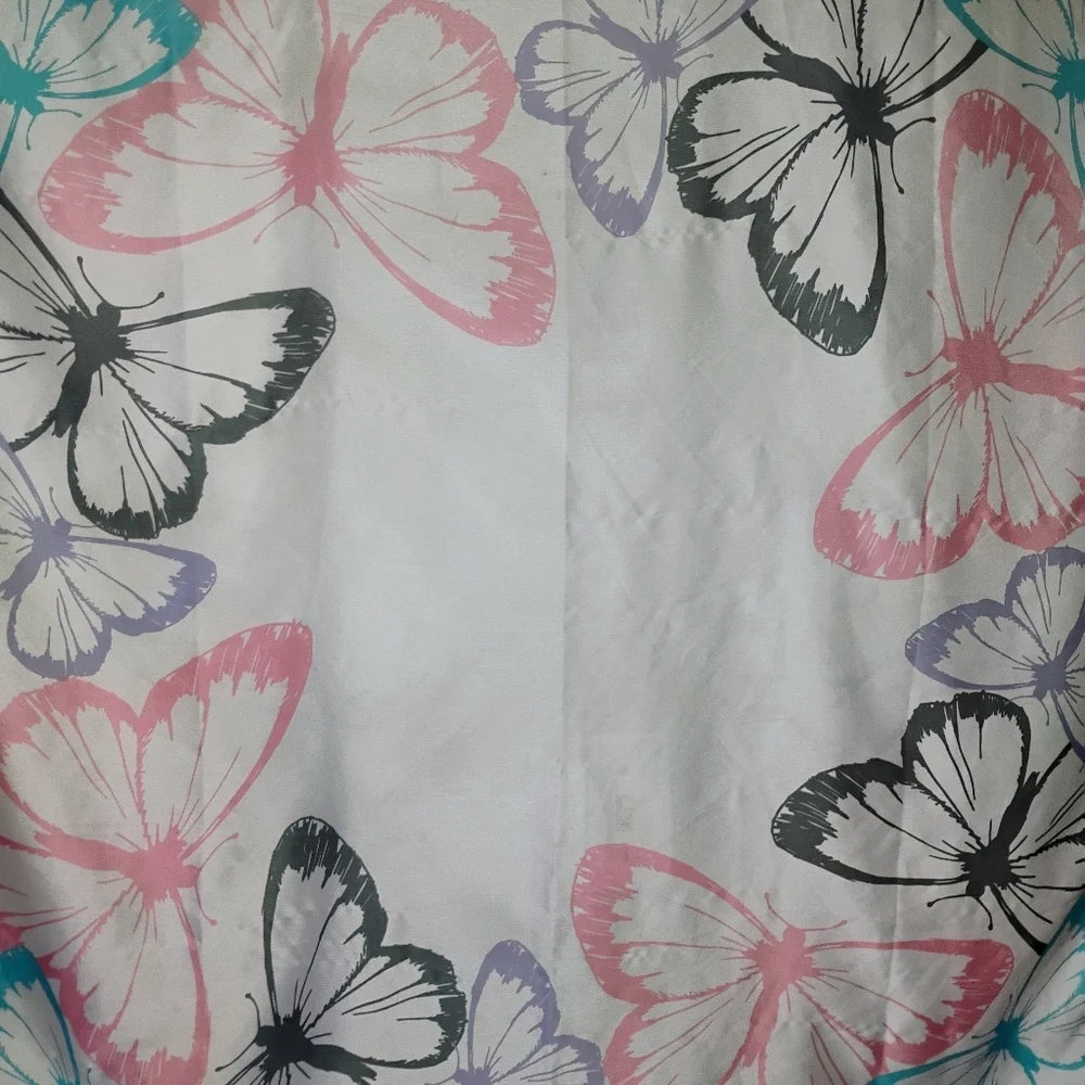 Juicy Couture Butterfly Scarf White Pink Purple Y2K Feminine Whimsical‎ Silk